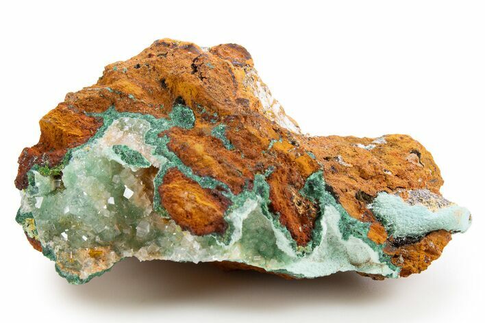 Fibrous Aurichalcite and Rhombohedral Calcite on Limonite - Mexico #330597